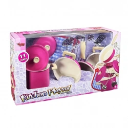 11 PARÇA PEMBE EMAYE TENCERE TAVA SET