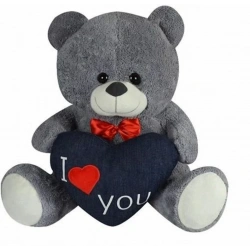 60 CM I LOVE YOU KALPLİ AYI (KOT KALPLİ)