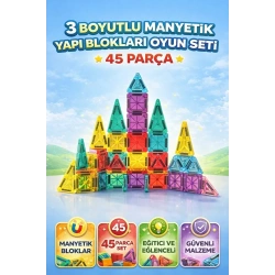 MANYETİK YAPI BLOK SETİ 45 PARÇA METAL KUTULU