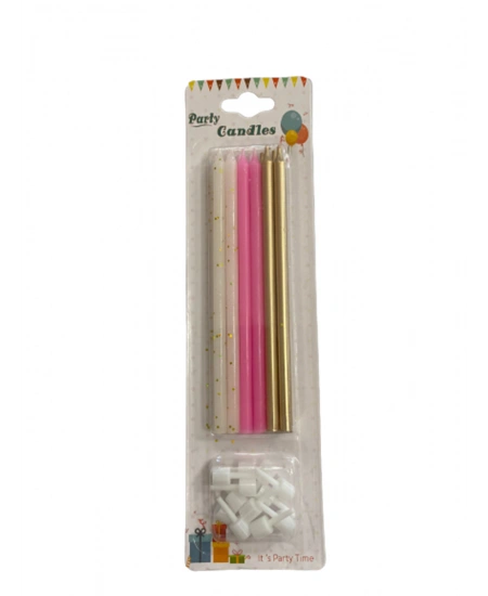 ND MUM ÇUBUK SİMLİ BEYAZ PEMBE ALTIN 13CM 12Lİ