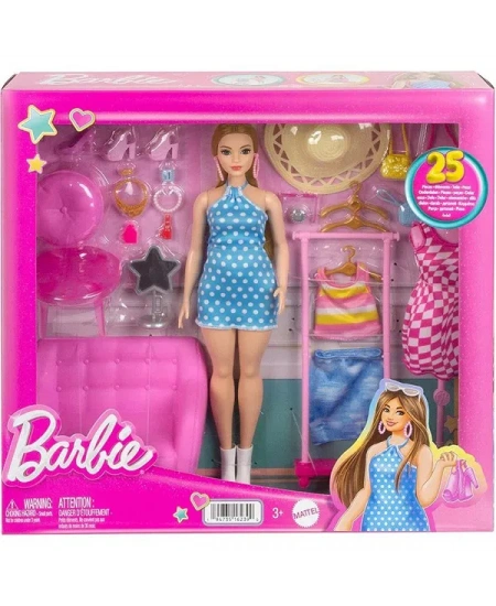 BARBIE KIYAFET VE AKSESUAR ASKISI OYUN SETİ DHL