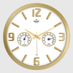 AYPŞ TERMOMETRELİ DUVAR SAATİ ALTIN BEYAZ