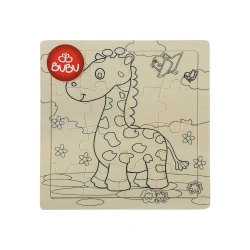 BU BU AHŞAP BOYANABİLİR PUZZLE 18*18 ZÜRAFA DHL