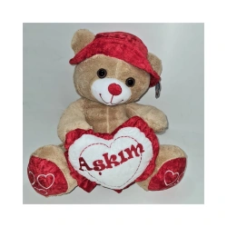 FRKN 45CM ŞAPKALI KALPLİ PELUŞ AYICIK