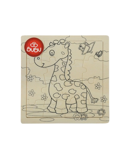 BU BU AHŞAP BOYANABİLİR PUZZLE 18*18 ZÜRAFA DHL