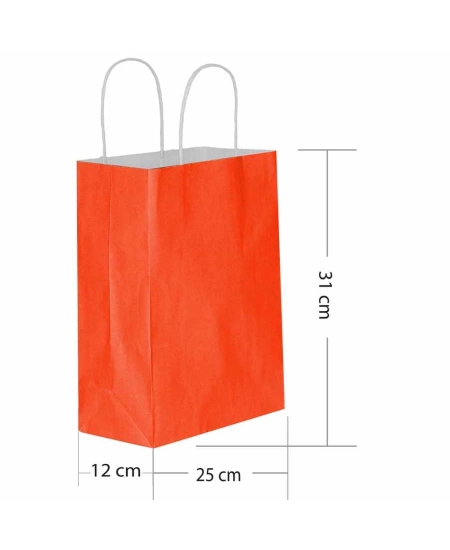 ÇANTA KRAFT BÜKÜM SAPLI KIRMIZI 25*31 CM 25Lİ