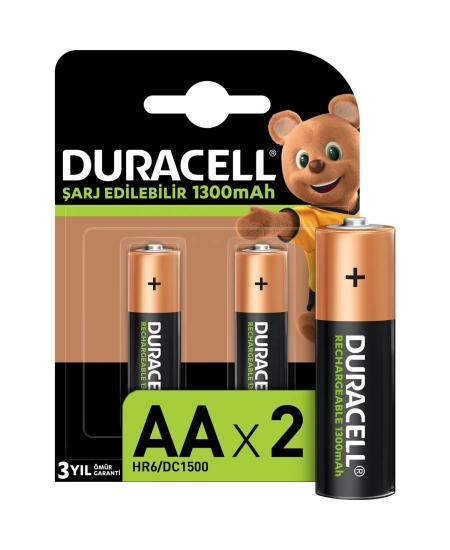 DURACELL ŞARJ EDİLEBİLİR PİL 2Lİ AA 1300 mAh