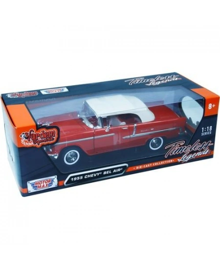 MOTOR MAX 1/18 1955 CHEVY BEL AIR (KIRMIZI)