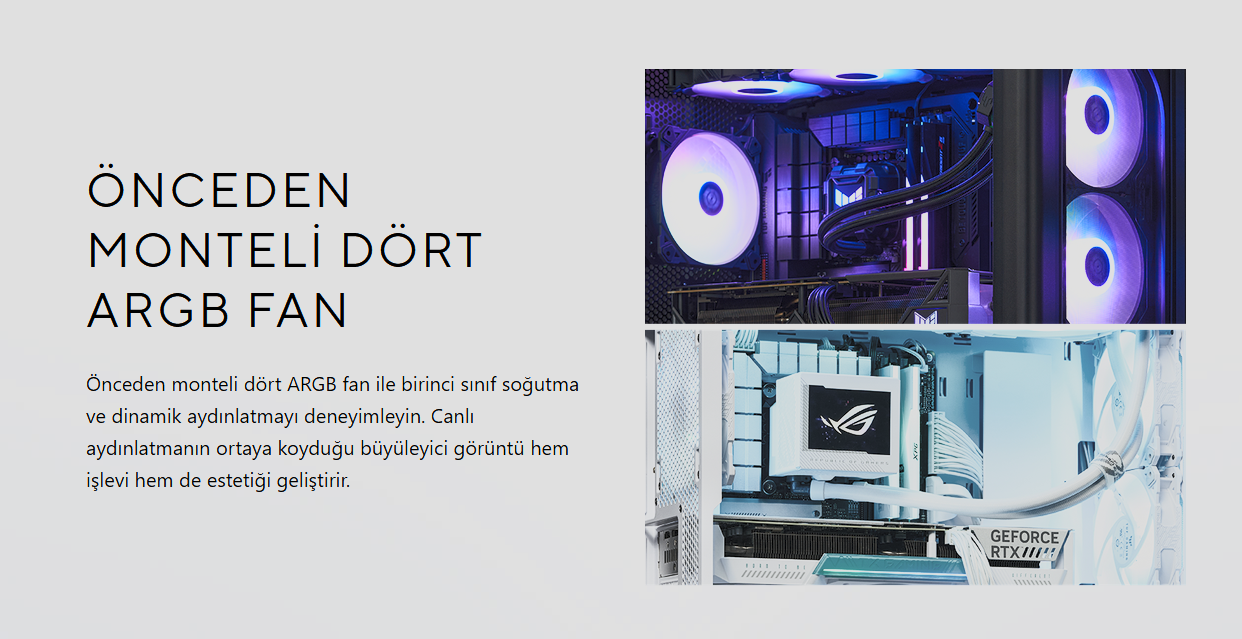 ASUS A23 Plus TG ARGB Kasa Dahili 4x Fanlar