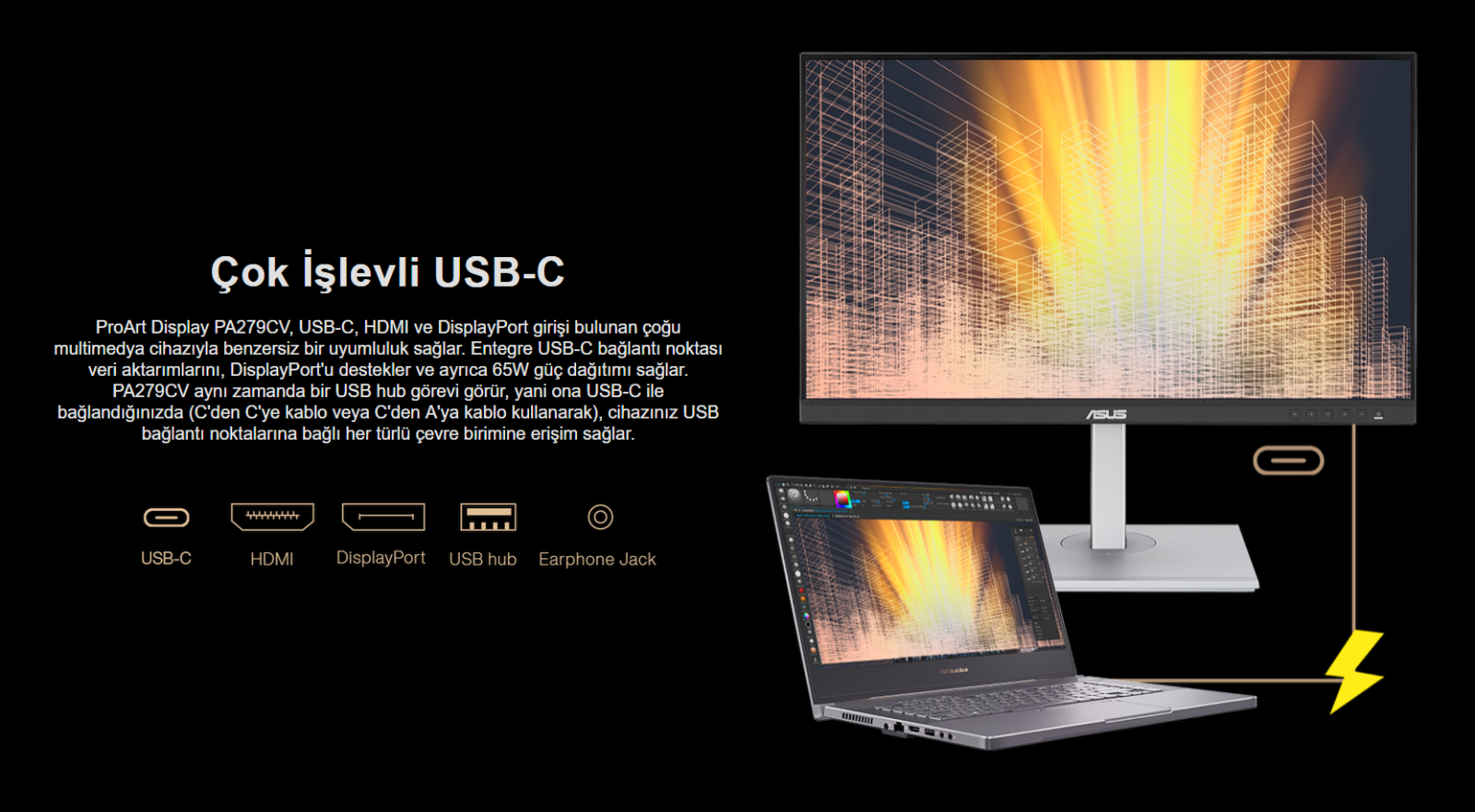 PA279CV 65W Güç Destekli USB-C