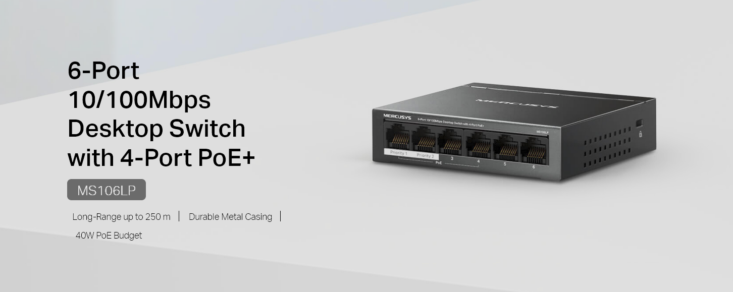 Mercusys MS106LP PoE Masaüstü Switch