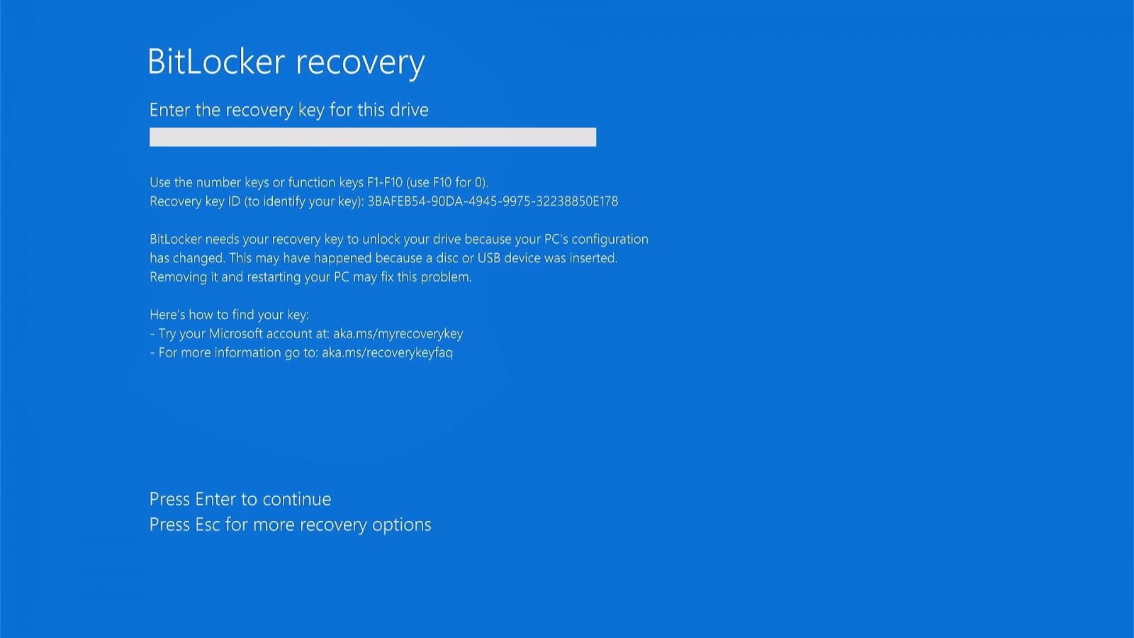 Windows 11 Bitlocker Recovery Screen