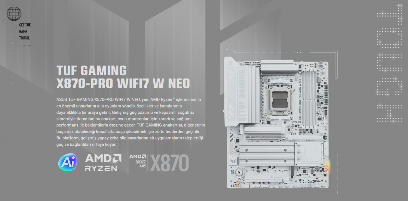 ASUS TUF Gaming X870-PRO WIFI7 W Neo Tasarım