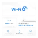 TP-Link Mercusys Halo H70X AX1800 Wi-Fi 6 Üçlü Paket Bütün Ev Mesh Sistemi