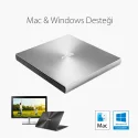 ASUS ZenDrive 08U5S-U Silver Portable Ultra İnce M-DISC Destekli USB Type-C 8x DVD-RW Gümüş Renk Optik Sürücü