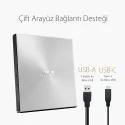ASUS ZenDrive 08U5S-U Silver Portable Ultra İnce M-DISC Destekli USB Type-C 8x DVD-RW Gümüş Renk Optik Sürücü