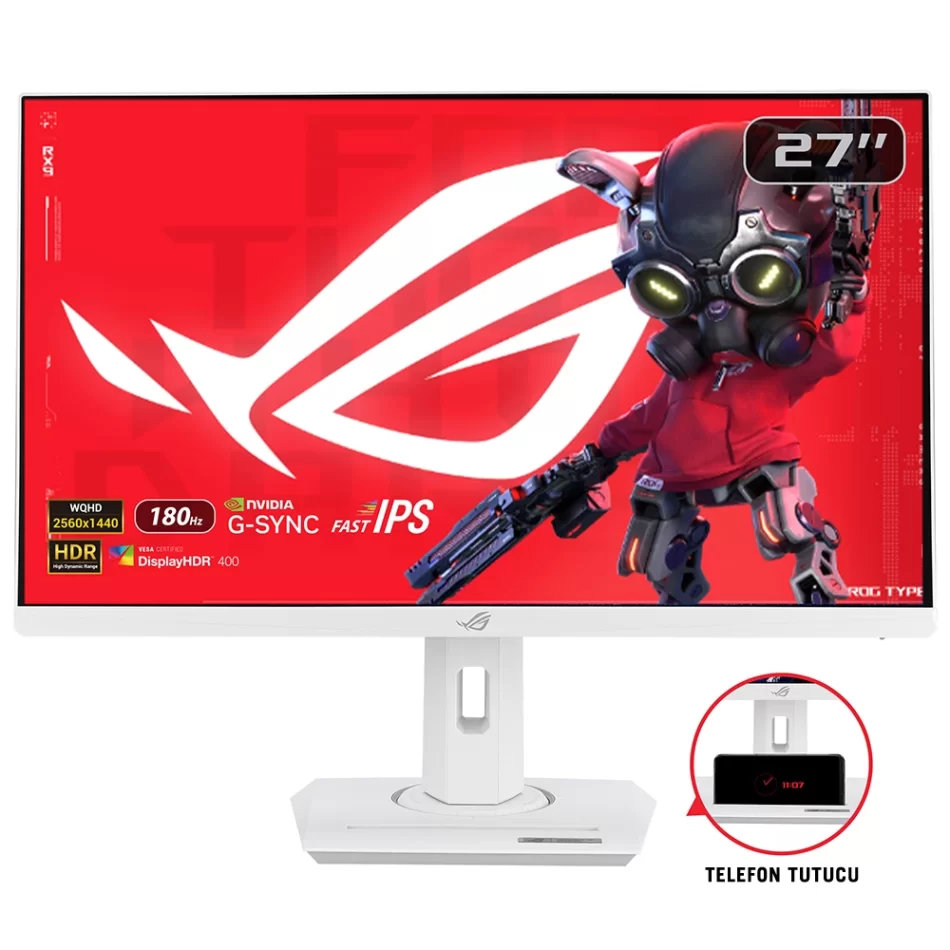 ASUS 27 ROG Strix XG27ACS WHITE 180Hz 1ms FreeSync G-Sync HDR 1440p IPS Beyaz Gaming Monitör