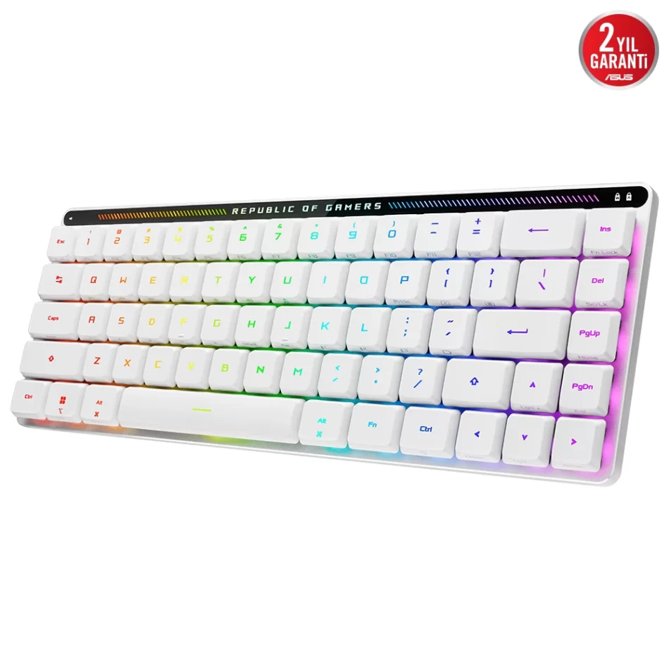 ASUS ROG Falchion RX Low Profile %65 RGB Kablosuz Mekanik Red Switch Türkçe Q Beyaz TKL Gaming Klavye