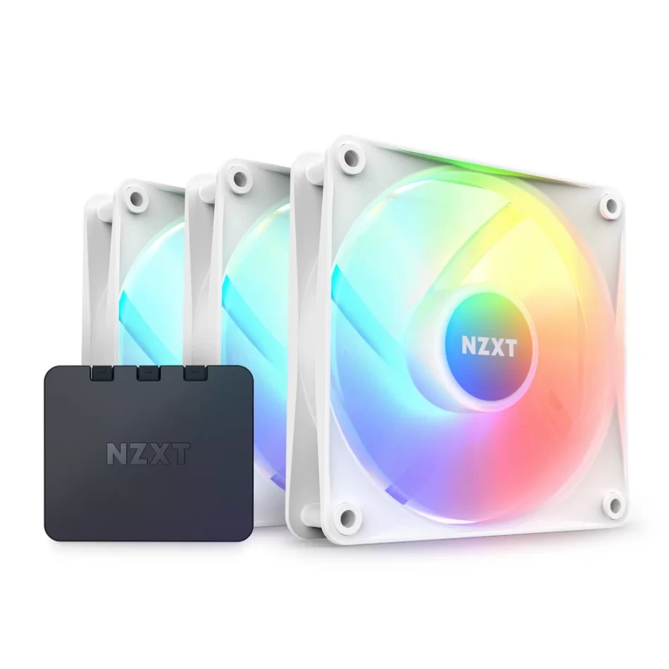 NZXT F120 RGB Core Beyaz 3lü Set Fan ve Kontrolcü Hub