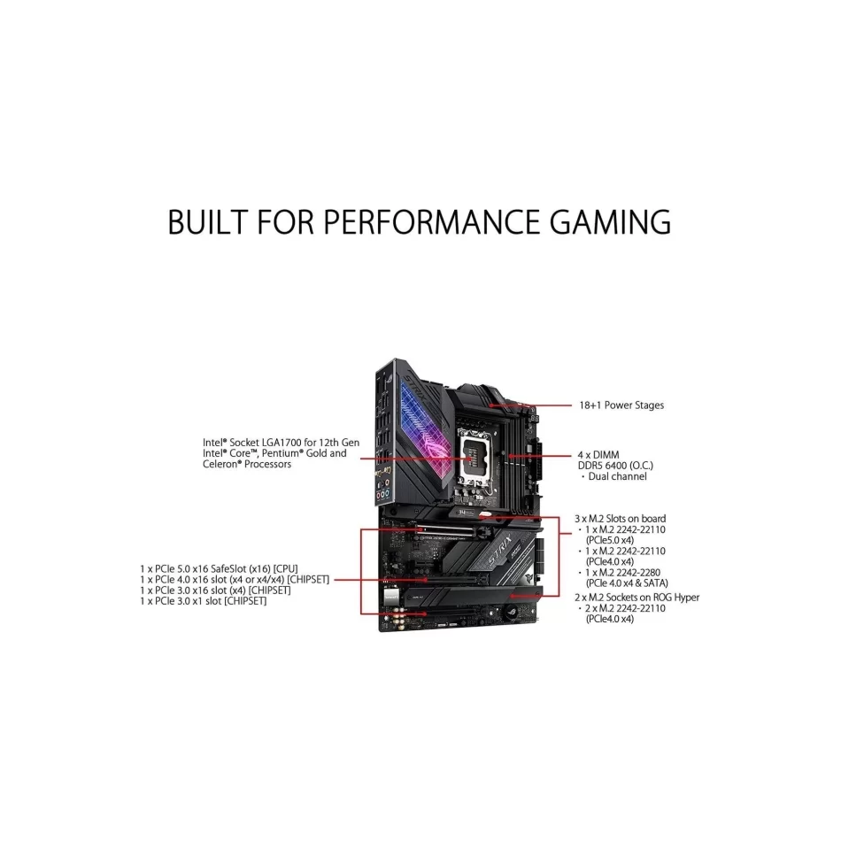 ASUS ROG STRIX Z690-E GAMING WIFI 6400MHz(OC) DDR5 Intel Soket 1700 ATX Anakart