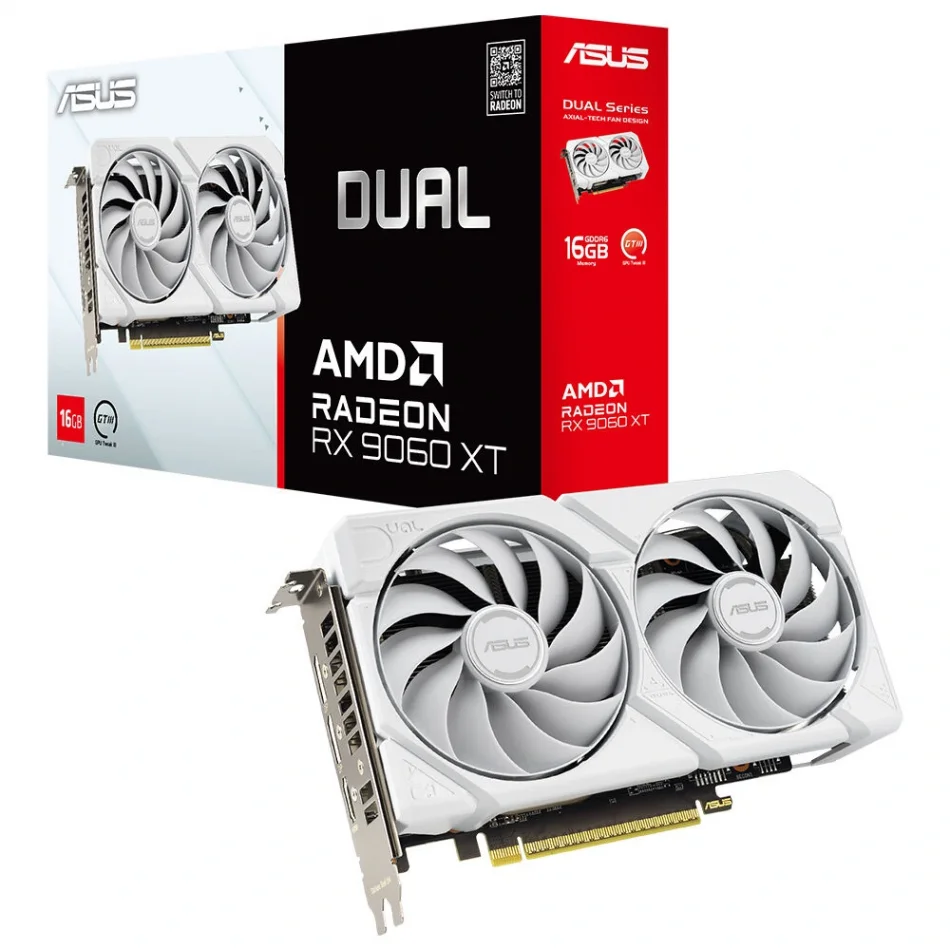 ASUS Dual RX9060 XT White 16GB GDDR6 128 Bit AMD Radeon FSR 4 Beyaz Ekran Kartı