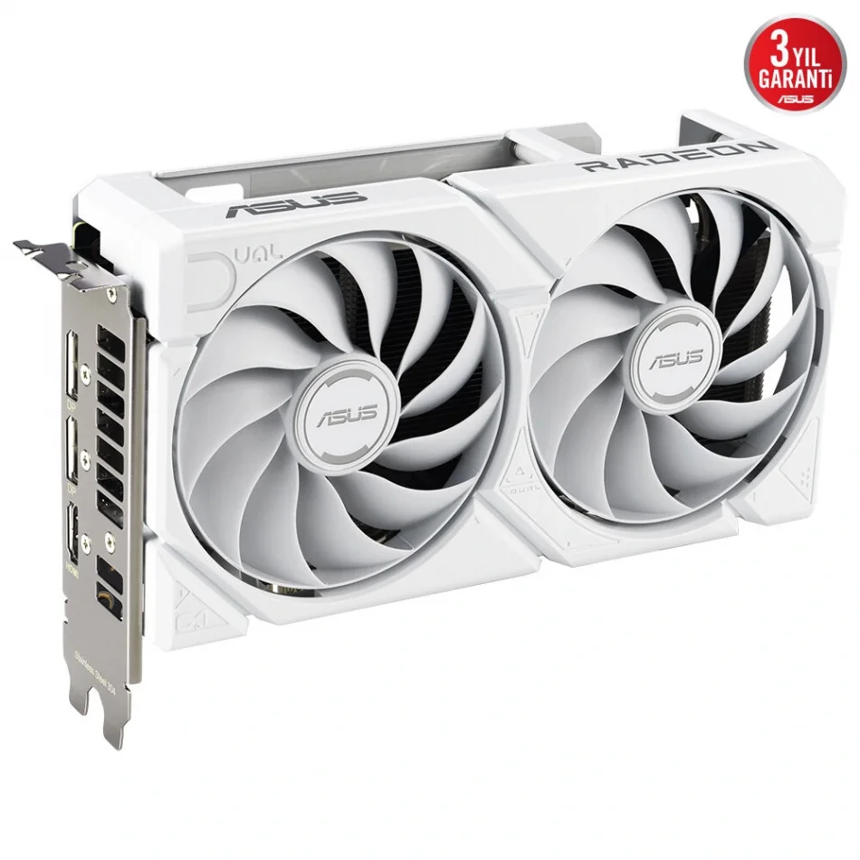 ASUS Dual RX9060 XT White 16GB GDDR6 128 Bit AMD Radeon FSR 4 Beyaz Ekran Kartı