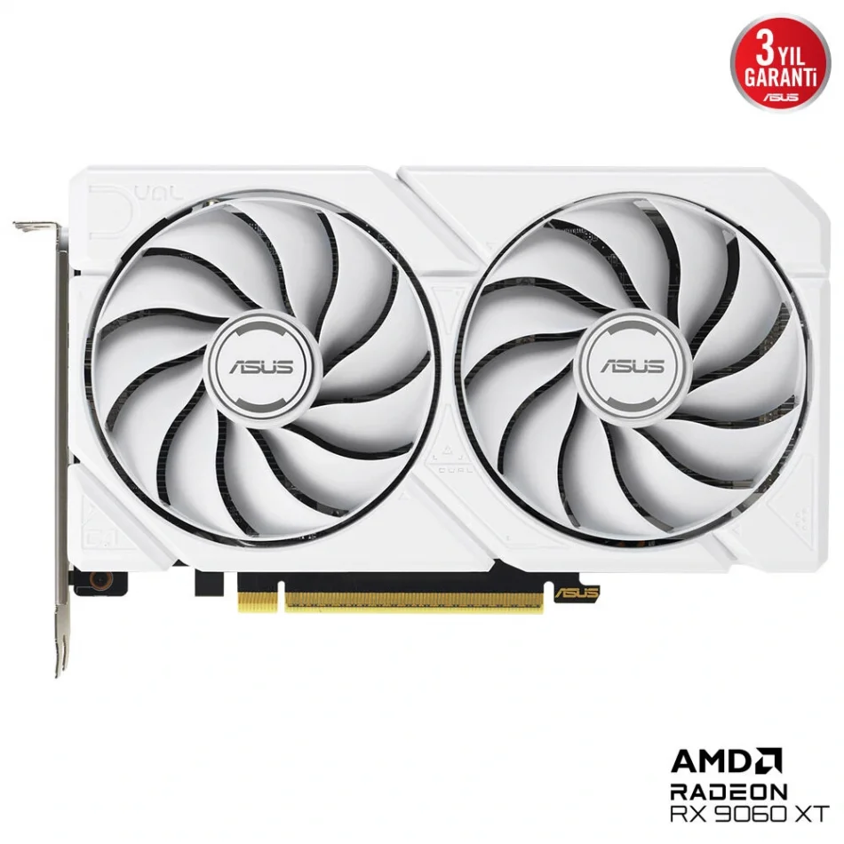 ASUS Dual RX9060 XT White 16GB GDDR6 128 Bit AMD Radeon FSR 4 Beyaz Ekran Kartı