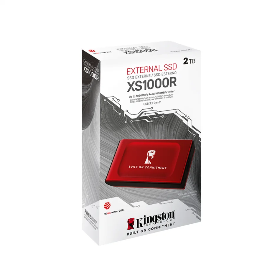 Kingston SXS1000R/2000GA 2TB USB 3.2 Gen2 Type-C 1050MB Okuma/1000MB Yazma Kırmızı Taşınabilir Harici SSD