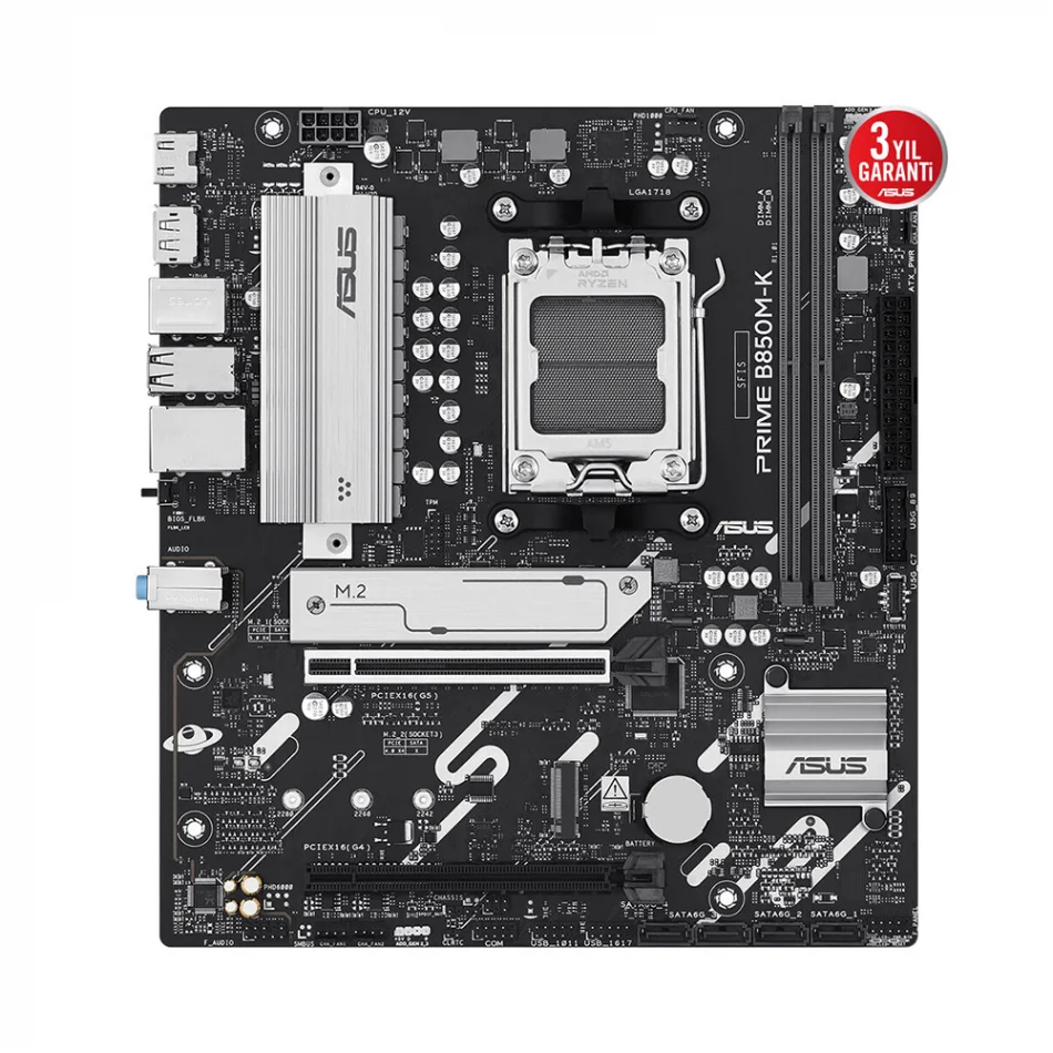 ASUS PRIME B850M-K 8200MHz(OC) DDR5 AMD Soket AM5 mATX Anakart