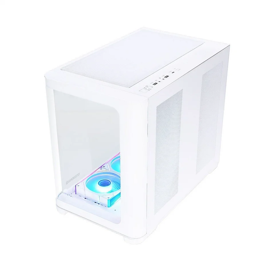 GameBooster GB-G2852W-750W 80+ Bronze 7x 12cm ARGB Fanlı Curved Akvaryum Cam Mid Tower Gaming Beyaz ATX Kasa