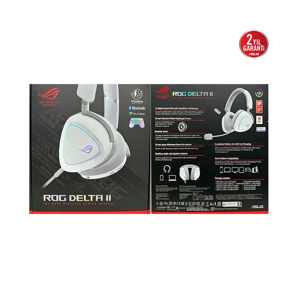ASUS ROG Delta II White Edition Kablosuz Kulaküstü Beyaz Gaming Kulaklık