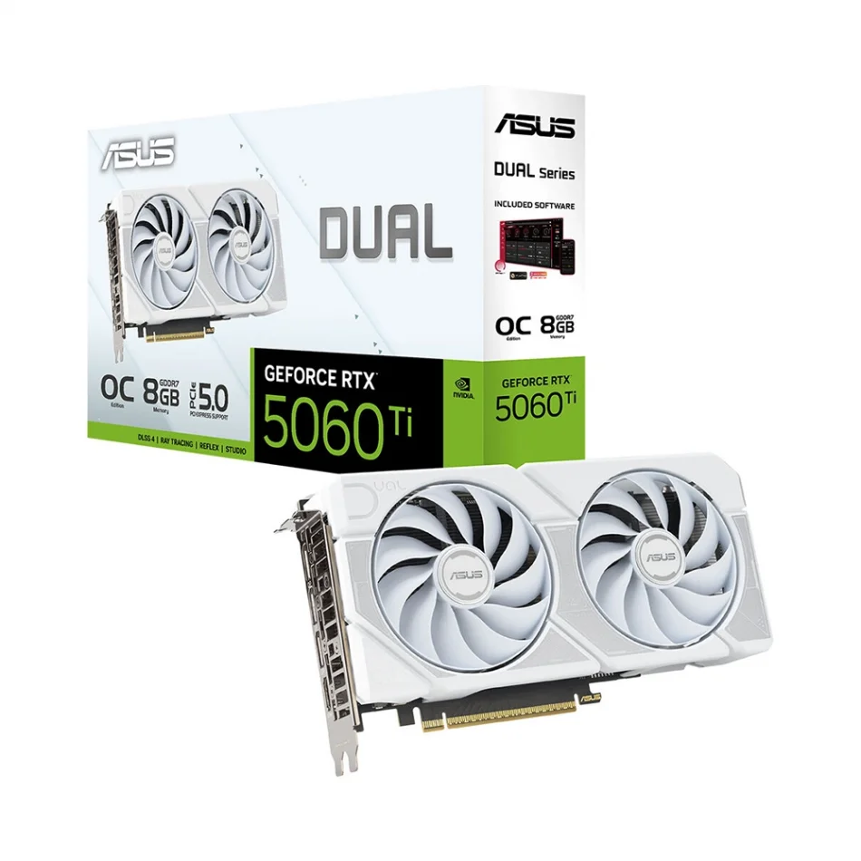 ASUS Dual GeForce RTX 5060 Ti OC White Edition 8GB GDDR7 128 Bit NVIDIA DLSS 4 Beyaz Ekran Kartı