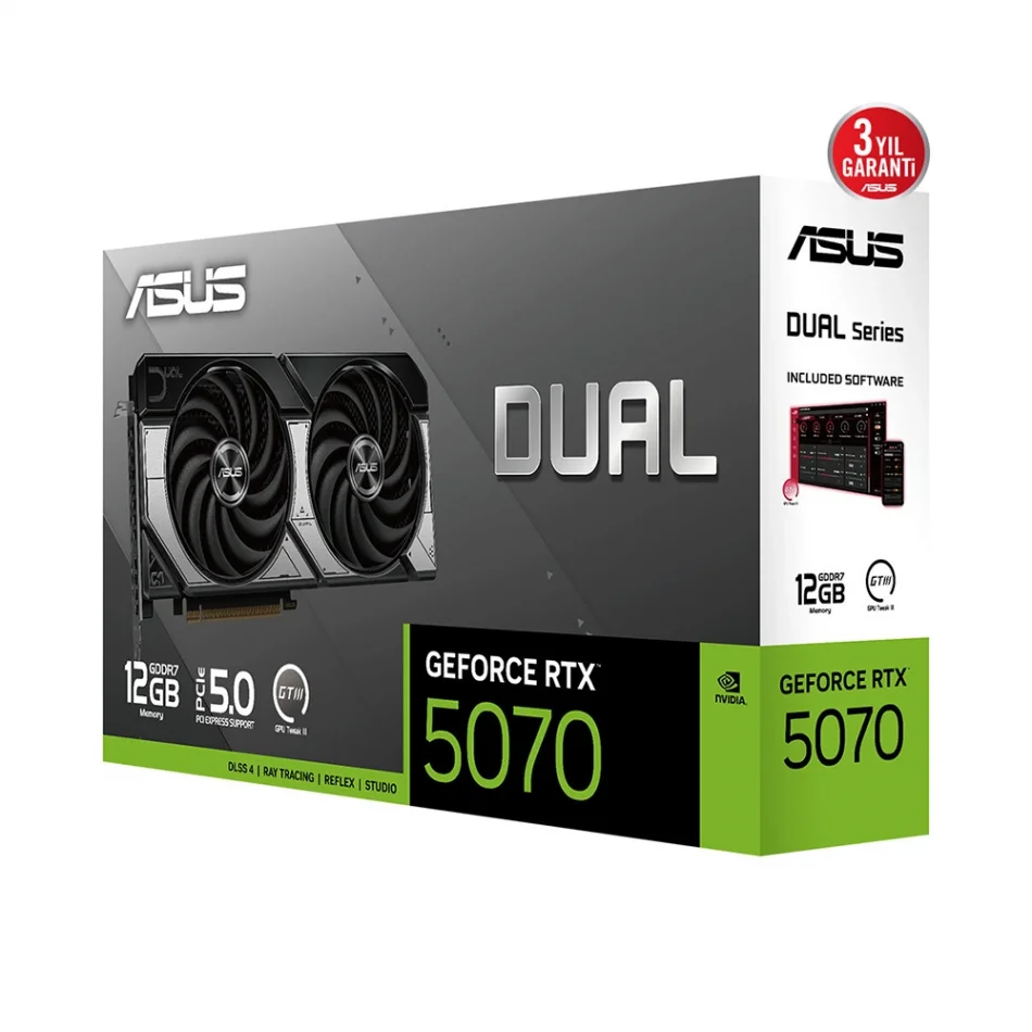 ASUS DUAL GeForce RTX 5070 12GB GDDR7 192 Bit NVIDIA DLSS 4 Ekran Kartı