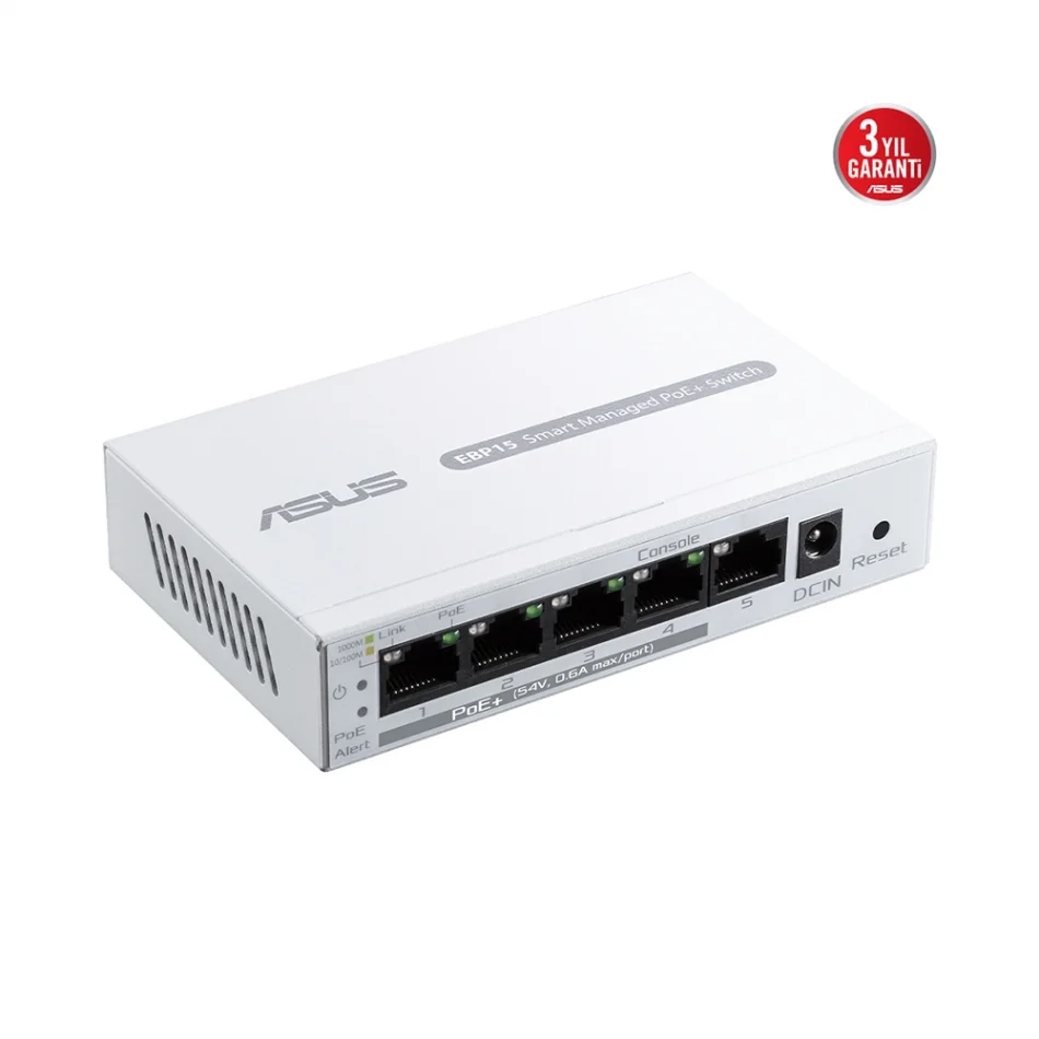 ASUS ExpertWiFi EBP15 5 Port 1 Gigabit Akıllı Yönetilebilir PoE+ Switch