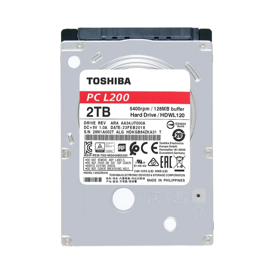 Toshiba L200 2 TB 128 MB Cache 5400 Rpm 2.5 SATA 3.0 Hard Disk - HDWL120UZSVA
