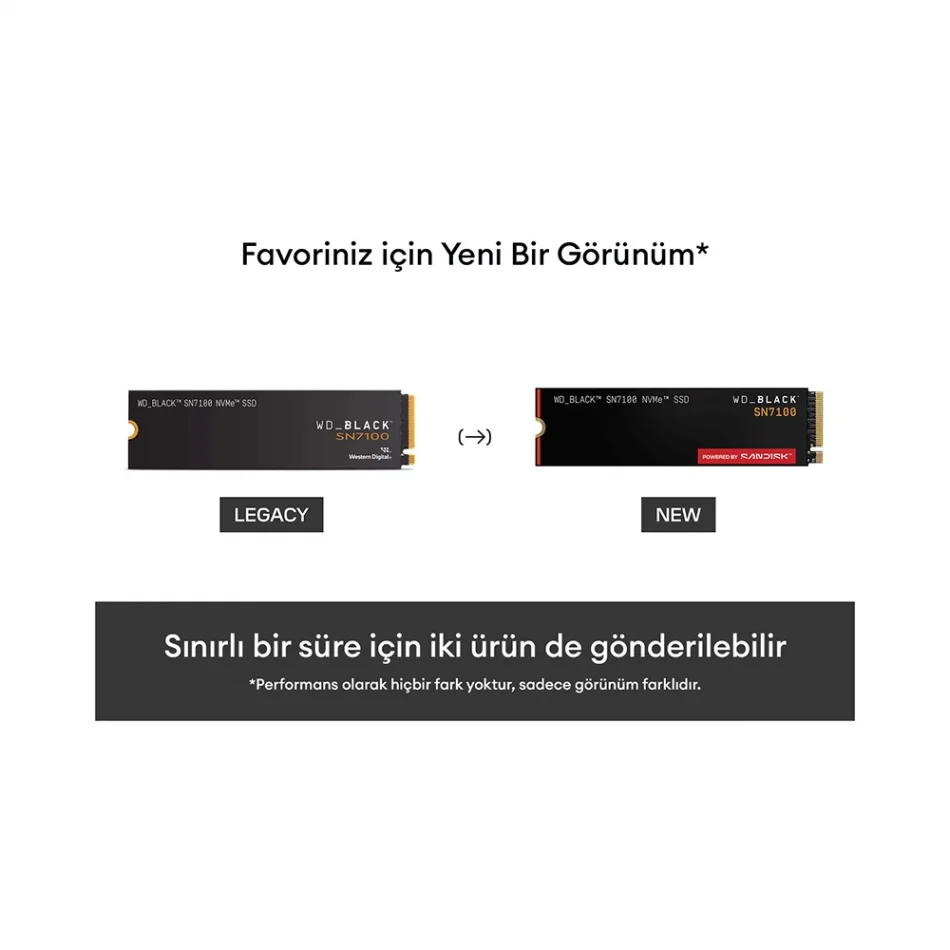 Western Digital Black SN7100 1 TB PCIe Gen 4.0 7250/6900MB/s NVMe M.2 SSD - WDS100T4X0E