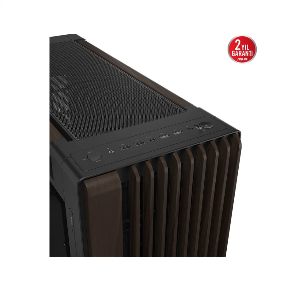 ASUS ProArt PA602 Walnut Wood Edition - Temperli Cam Yan Panel Ceviz Ağacı Ön Panel Mid-Tower e-ATX Bilgisayar Kasası