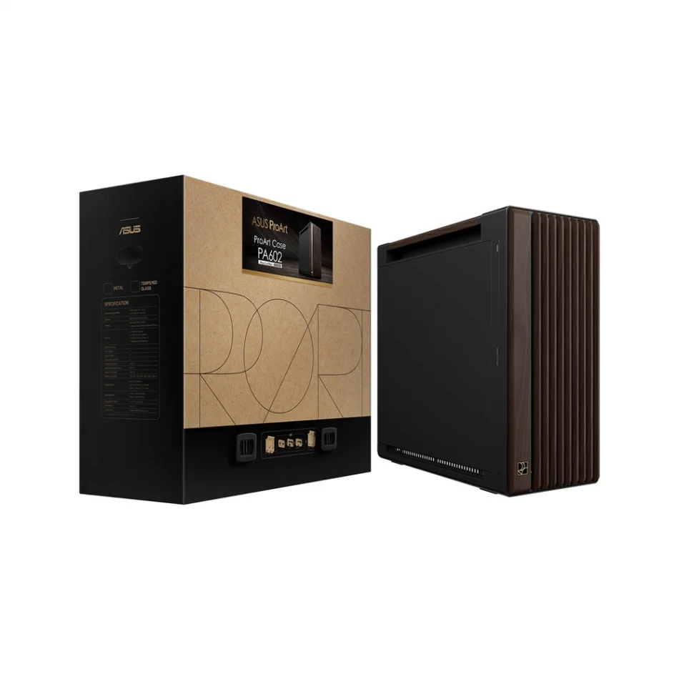ASUS ProArt PA602 Walnut Wood Edition - Metal Yan Panel Ceviz Ağacı Ön Panel Mid-Tower e-ATX Bilgisayar Kasası