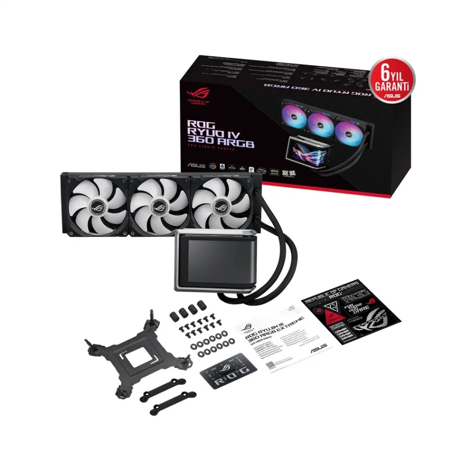 ASUS ROG RYUO IV 360 ARGB 6.67 AMOLED Ekranlı Intel LGA1851-1700 ve AMD AM5 Destekli 360mm. İşlemci Sıvı Soğutucu