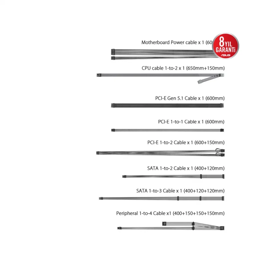 ASUS Prime 850G Black 850W 80 PLUS Gold Tam Modüler PCIe ATX 3.1 Güç Kaynağı