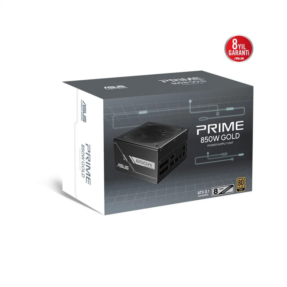 ASUS Prime 850G Black 850W 80 PLUS Gold Tam Modüler PCIe ATX 3.1 Güç Kaynağı