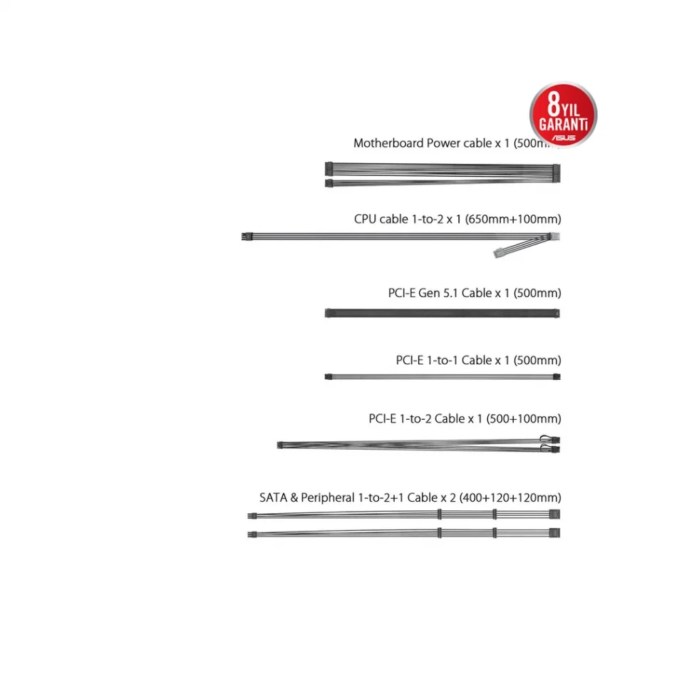 ASUS TUF Gaming 850G EVO 850W 80 PLUS Gold Tam Modüler Güç Kaynağı