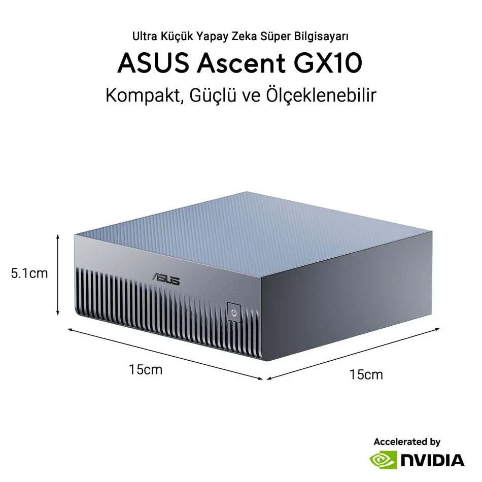 ASUS Ascent GX10 Nvidia GB10 CPU Blackwell GPU LPDDR5X 128GB RAM 1TB NVMe SSD Yapay Zeka Mini Süper Bilgisayar