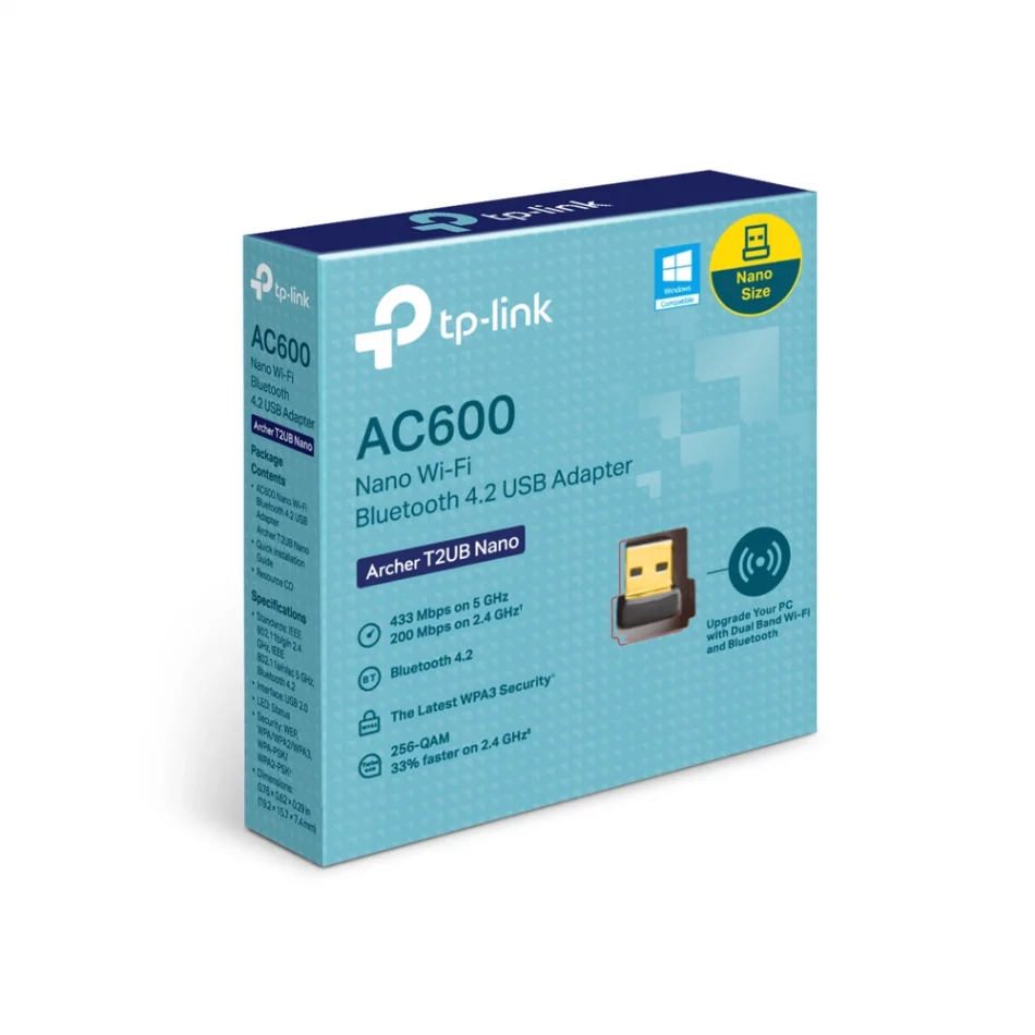 TP-Link Archer T2UB Nano AC600 Wi-Fi + Bluetooth 4.2 USB Nano Adaptör