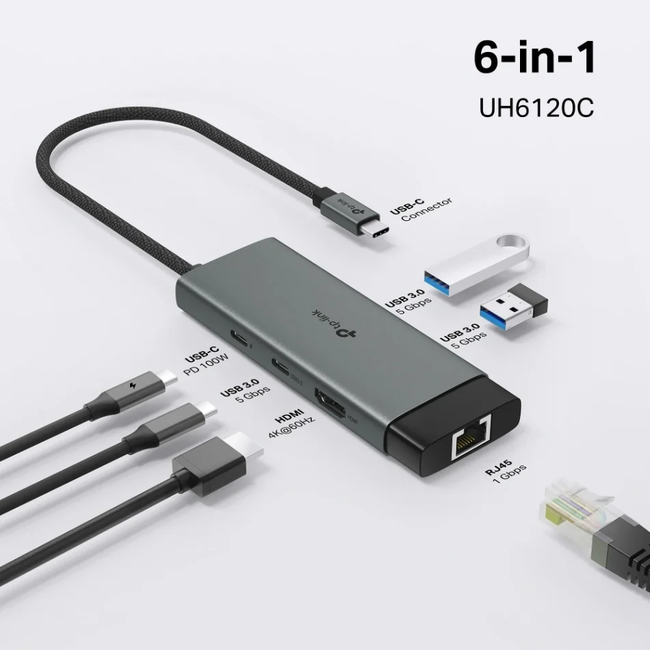 TP-Link UH6120C USB Type-C 6-Port Hub Notebook Dock İstasyonu