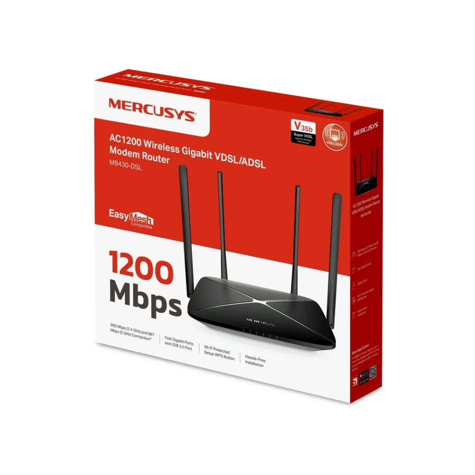 TP-Link Mercusys MB430-DSL AC1200 Kablosuz Gigabit VDSL/ADSL Modem Router