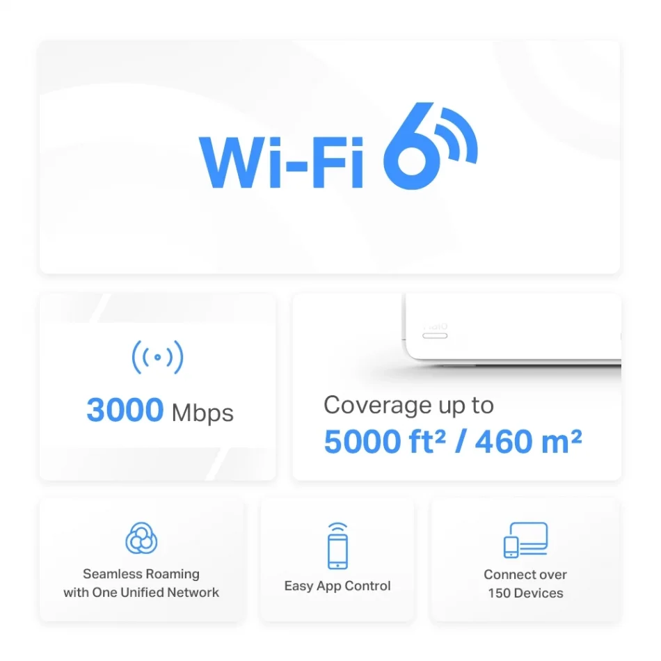 TP-Link Mercusys Halo H80X AX3000 WiFi 6 İkili Paket Tüm Ev Mesh Ağ Sistemi