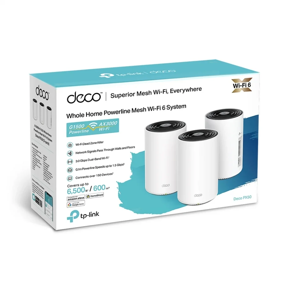 TP-Link Deco PX50 AX3000 + G1500 Bütün Ev Powerline İkili Paket Mesh WiFi Sistemi