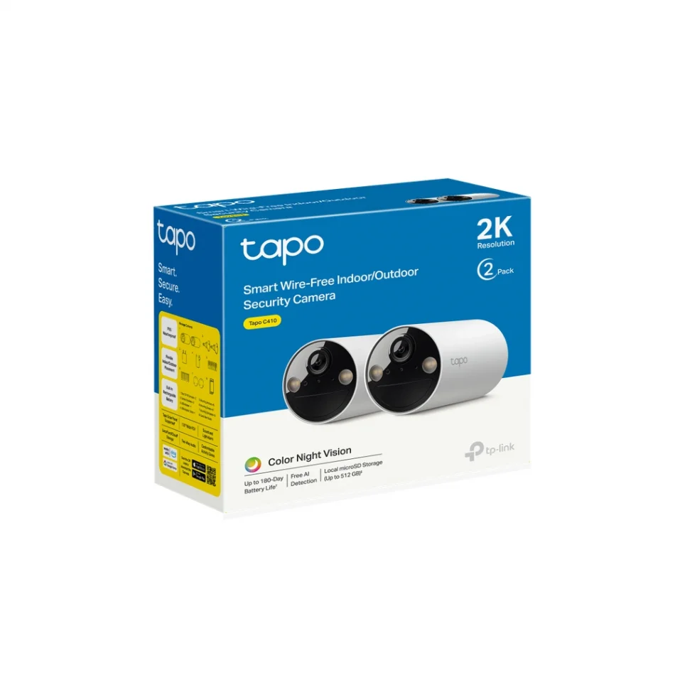 TP-Link Tapo C410 2K QHD Şarjlı Dış Mekan İkili Paket Güvenlik Kamerası