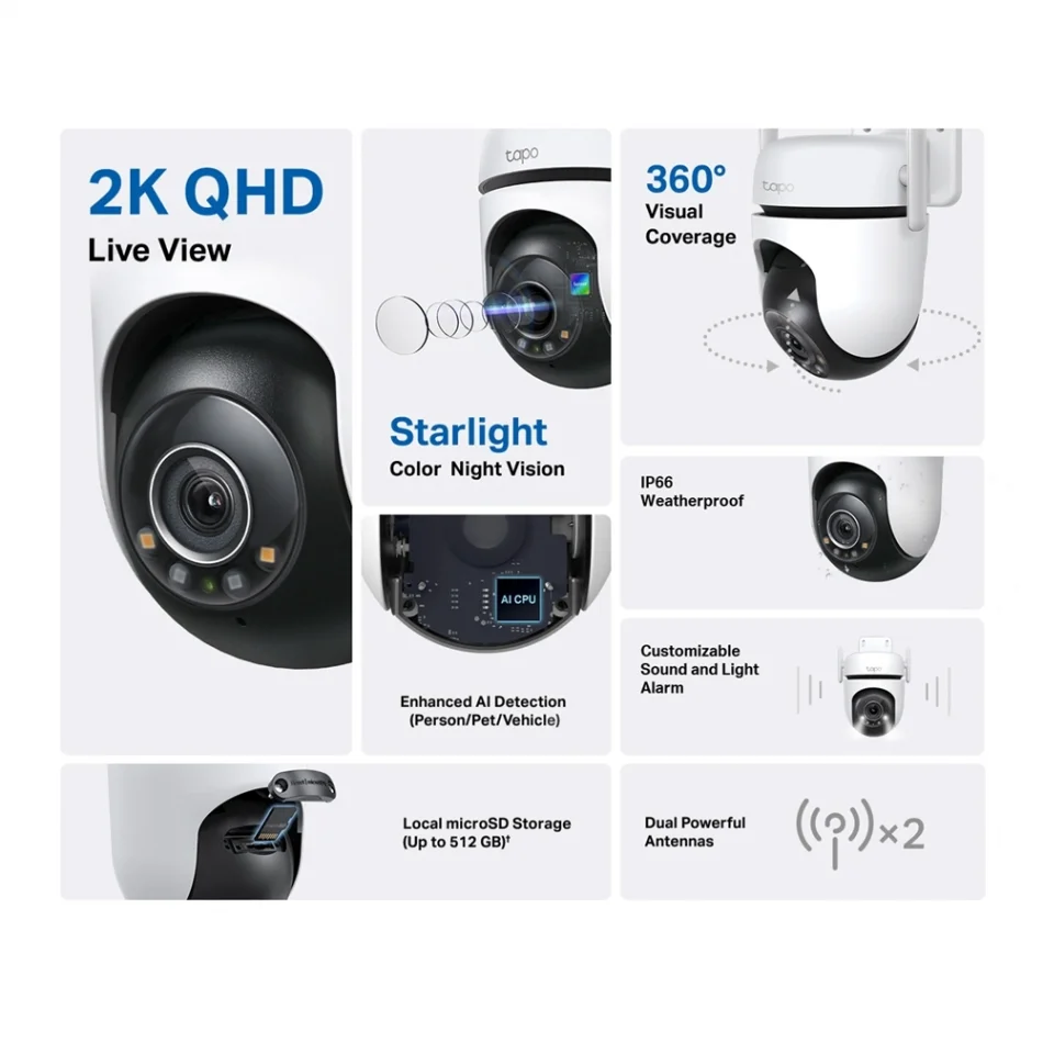 TP-Link Tapo C520WS 2K QHD 4MP 360 Derece Dış Mekan Pan/Tilt Wi-Fi Güvenlik Kamerası